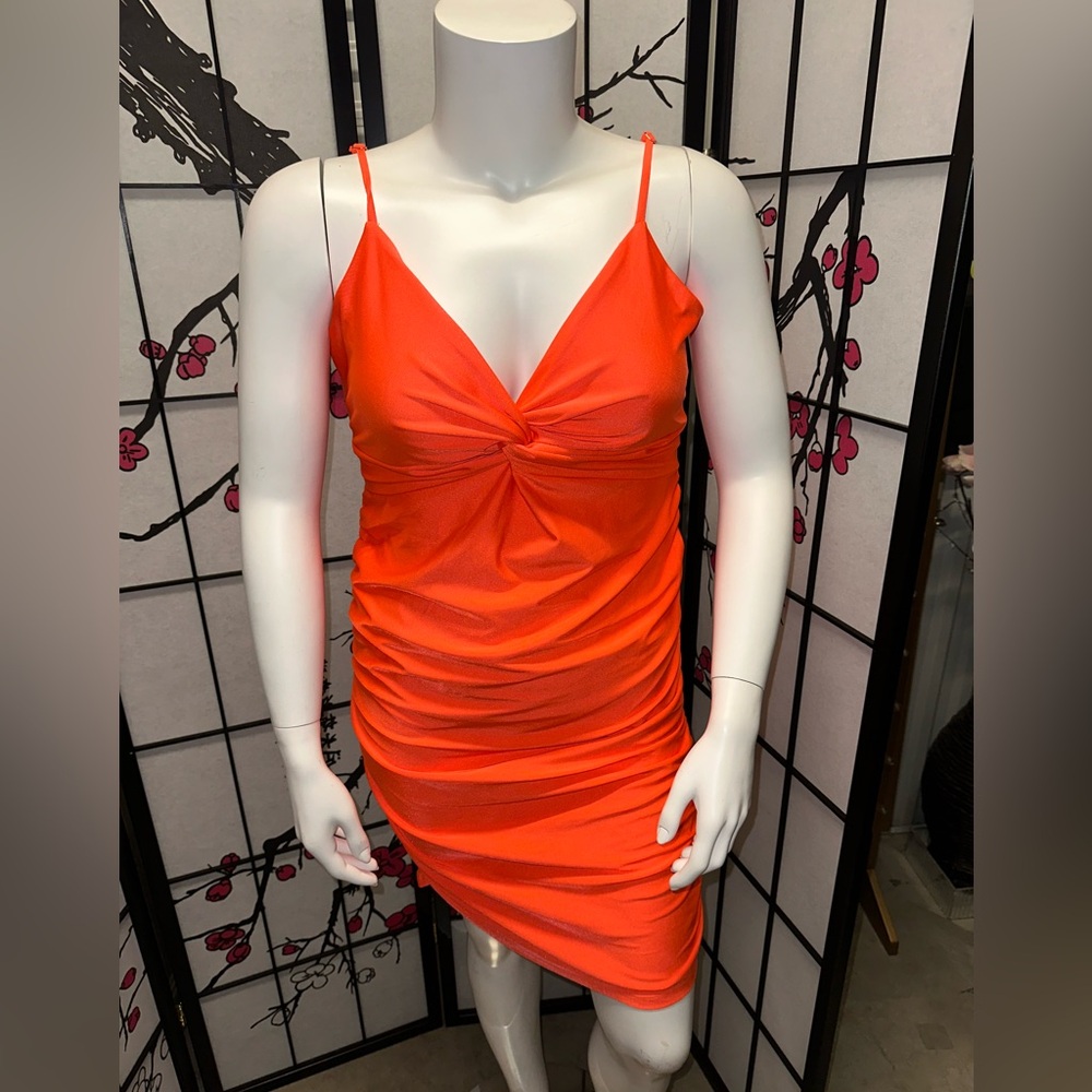 NWOT Neon Orange spaghetti strap dress